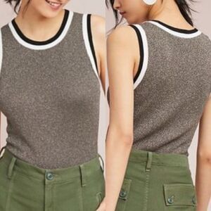 EUC Anthropologie Moth Valeria Metallic Ribbed Tank Top XSP